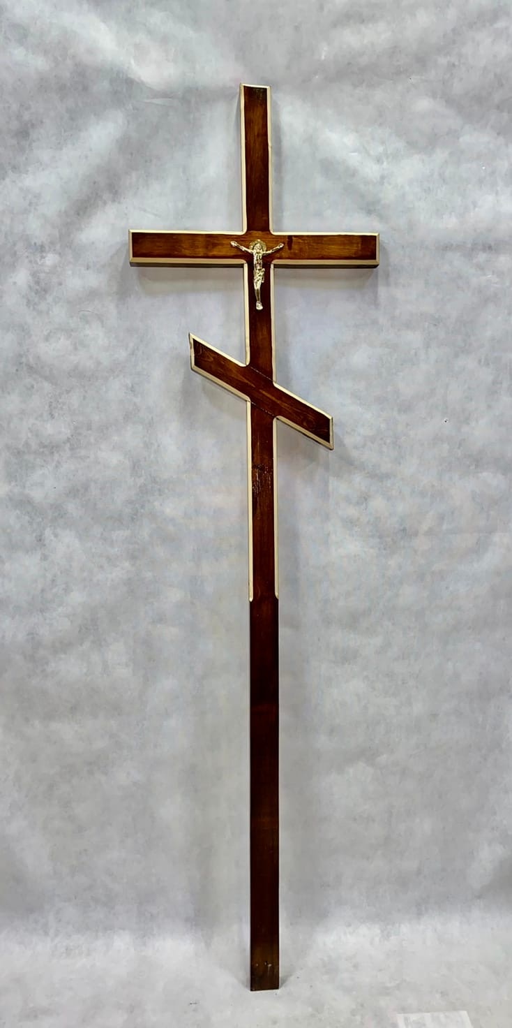 Крест белая фреза 07 двойной с распятием, арт. КР-108